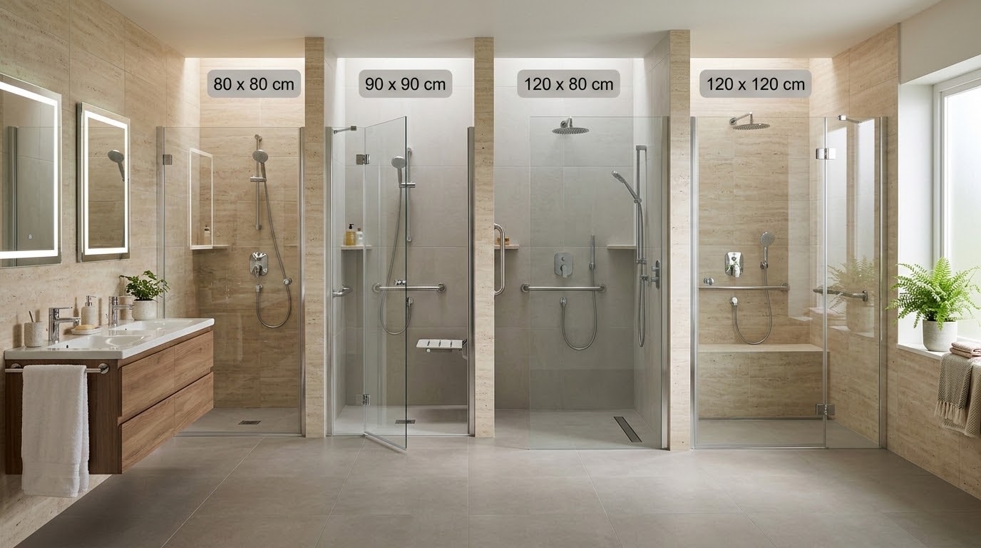 Душевые кабины с низким поддоном: размеры 80x80, 90x90, 120x80 и 120x120